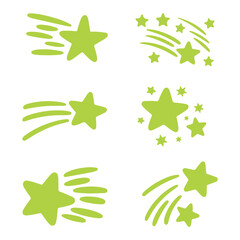 Green Shooting Stars Vector Set