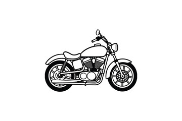 Fototapeta premium Simple Black and White Motorcycle Illustration a Classic Cruiser Style Vehicle Perfect for Logos Designs and Vector Graphics with Clean Lines and a Timeless Aesthetic
