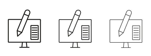 Blended learning icon in stroke art design versions. EPS 10