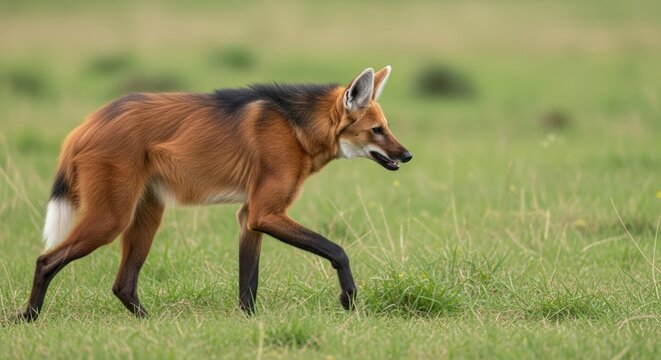 An authentic photograph of a maned wolf in its natural habitat