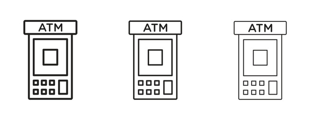 ATM machine icon in stroke art design versions. EPS 10