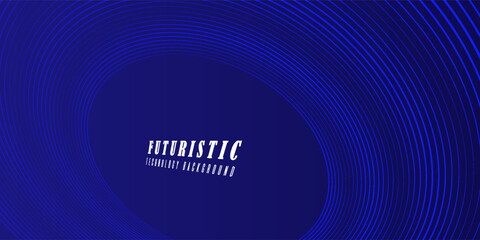 Abstract Blue Circular Line Wave Background. Modern technology concept