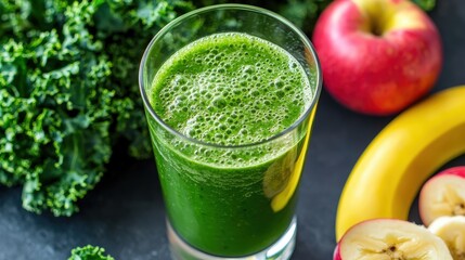 Organic Green Smoothie with Fresh Ingredients