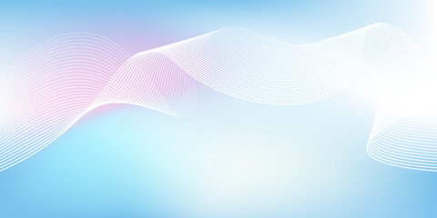 Abstract blue gradient background with shining lines waves. Minimalist background for banner, poster, cover, brochure, flyer