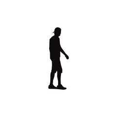 A simple, black silhouette of a man walking.