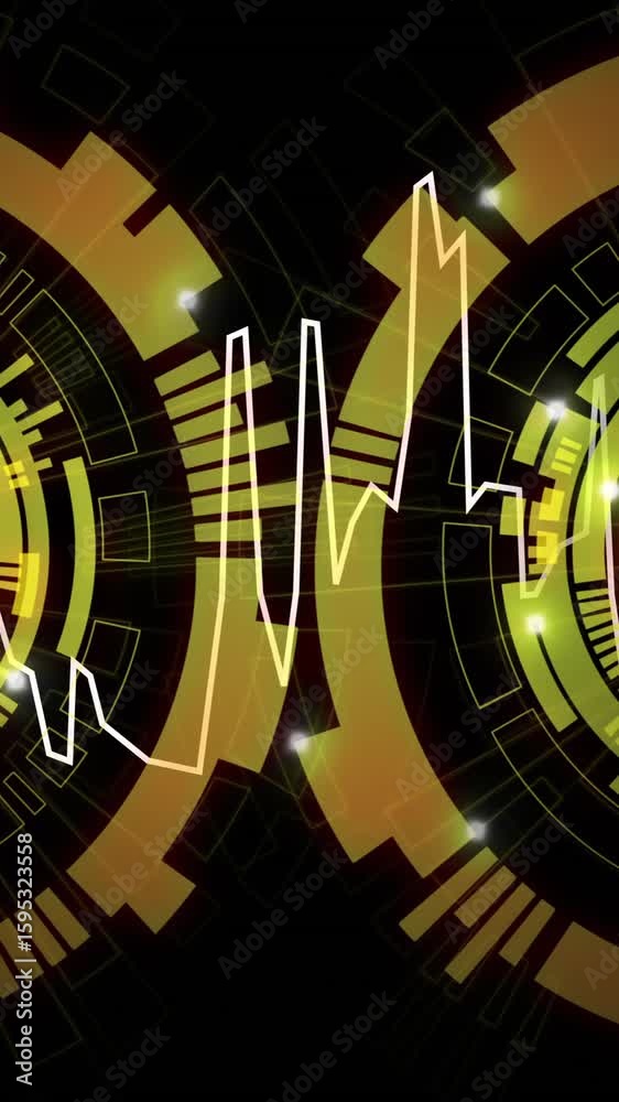 Poster animation of digital data processing over scopes scanning