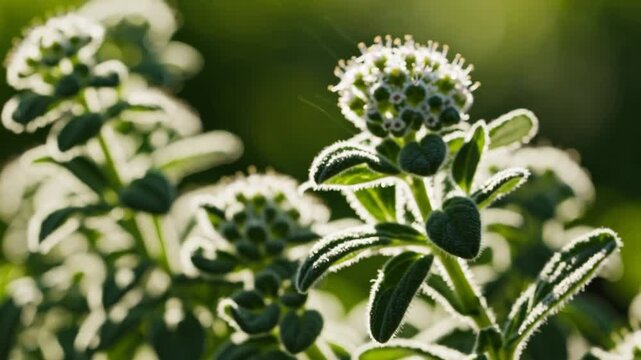 Fresh Origanum syriacum, commonly known as Za'atar, flourishing in the spring season