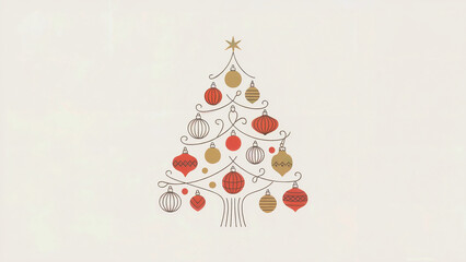christmas tree on cream background, minimalist christmas tree 