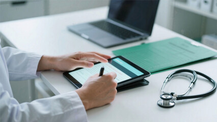 Fototapeta premium doctor working on laptop
