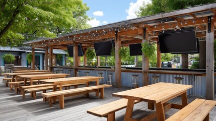 Weekend Game Night at an Outdoor Bar