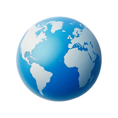 Fototapeta premium A detailed blue Earth globe with continents visible, isolated on a transparent background.