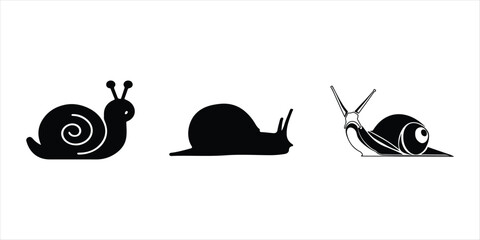 snail vector set silhouette vector hand drawn illustration on white background.