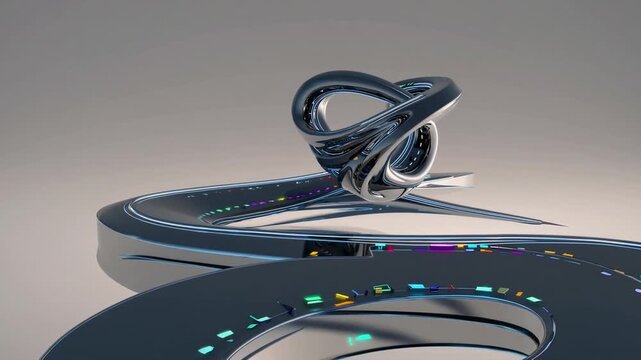 3D Conceptual Road Timeline Template Illustrating Winding Path for Future Planning