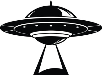 Alien spaceship silhouette, flying saucer vector, sci-fi spacecraft graphic, minimal spaceship drawing