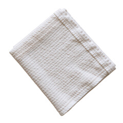 a square white towel with visible texture and a neatly folded appearance