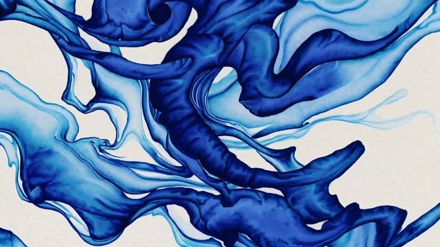 Japanese-Inspired Indigo Aqueous Undulation Abstract or Classic Watercolor Pigment Background