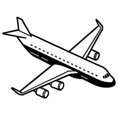 Vector drawn passenger plane, isolated on white background.