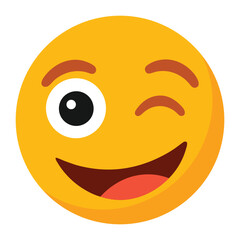 3D Winking Emoji Vector - Playful Face with Cheeky Smile Illustration.