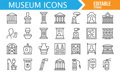 Museum and Artifact Icons for Historical, Art, and Cultural Designs