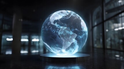 Digital globe displaying real time climate data in a research facility
