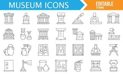 Set of Museum Icons for Heritage, Culture, and Art Exhibitions