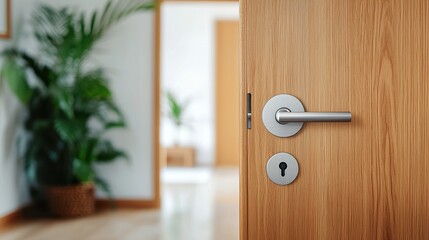 Close-up of a smart lock on a door, home security, modern