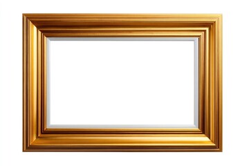 Gold picture frame against a white background.