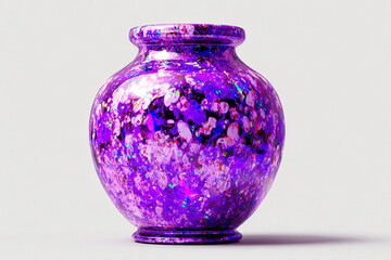A photorealistic vase with vaporwave retro-inspired purple neon glitch surface