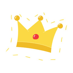 Hand drawn crown element icon flat vector illustration design