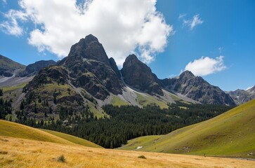 Obraz premium Majestic Alpine Landscape Under a Clear Blue Sky