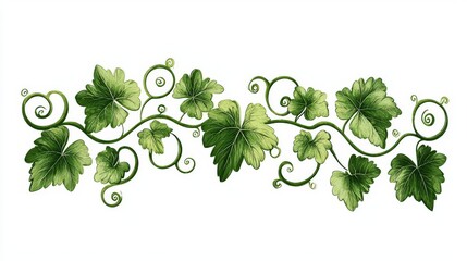 A vibrant illustration of green vine leaves intertwined with spirals, adding a natural touch to any design.
