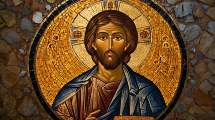 Radiant Byzantine Traveler Mosaic Icon