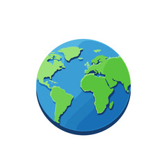 Fototapeta premium Material-style Earth icon in blue with green accents, flat eco design