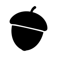 Silhouette of acorn with cap isolated on white background simple fall icon © MD