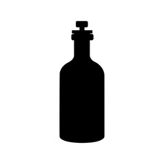 Silhouette of sealed glass bottle on white background simple drink or potion icon