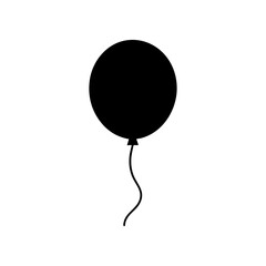 Silhouette of round balloon with string isolated on white background party element