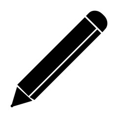Silhouette of pencil with eraser top placed on white background school icon art