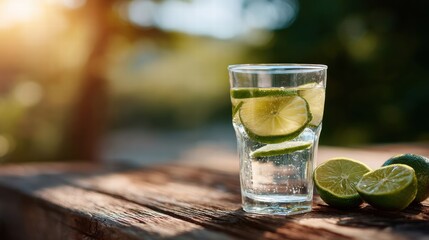 a clear glass filled with water and lime slices