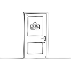 School counselor door in minimalistic design for back to school concept  