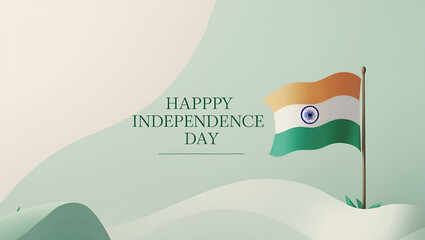 Minimalistic Happy Indian Independence Day Poster with Tricolor Theme and Clean Design