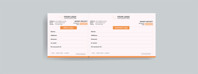 Money receipt template vector design