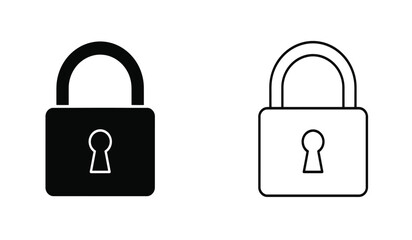 Padlock Icons Black and White Simple Design