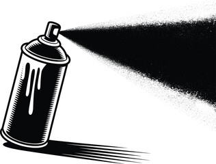 Spray Paint Can Vector Art, Graffiti Style Monochrome Illustration.

