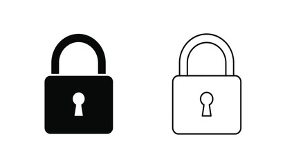 Padlock Icons Black and Outline Security Symbols