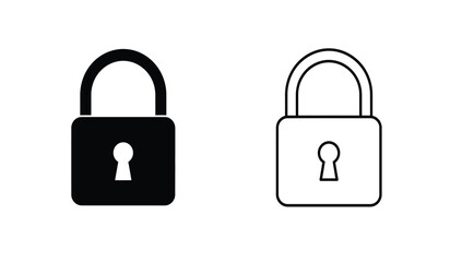 Padlock Icons Black and Outline Styles Security Symbol