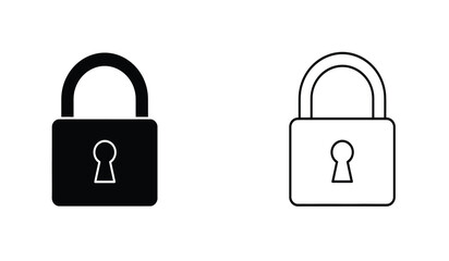 Padlock Icons Black and Outline Style Security Symbols