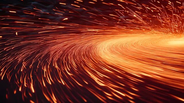Extreme close-up of welding arc tip melting metal and sparks