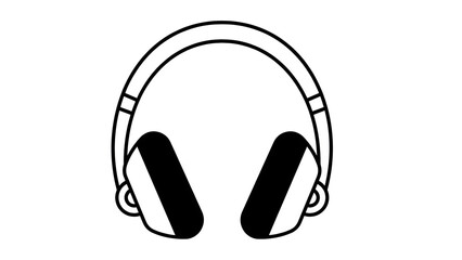 Flat Vector Illustration of Headphones Isolated on White Background – Modern Audio Device Outline Drawing for Tech and Music Design Concepts