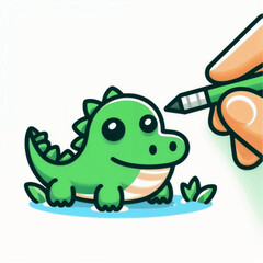 Fototapeta premium dinosaur with a bottle of water