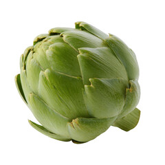 Obraz premium Fresh artichoke on a white isolated background, showcasing its vibrant green leaves and unique shape, ideal for culinary presentations or healthy eating concepts.